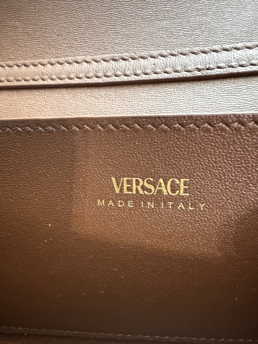 Versace Medusa '95 Leopard Wallet on  gold chain  7" L x 1" W x 4" H. - Picture 9 of 14